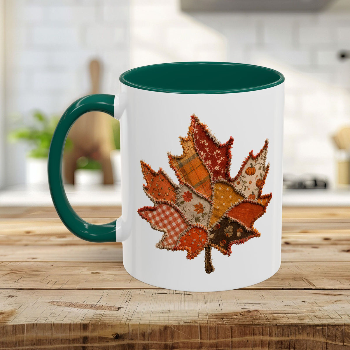Faux Patchwork Autumn Leaf Mug (11/15oz)