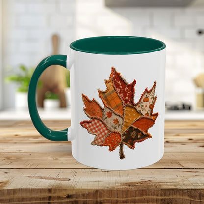 Faux Patchwork Autumn Leaf Mug (11/15oz)