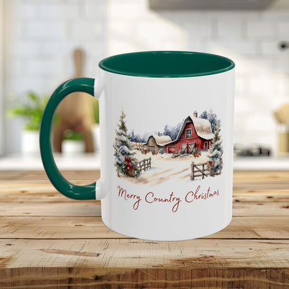 Merry Country Christmas with Red Barn Mug (11/15oz)
