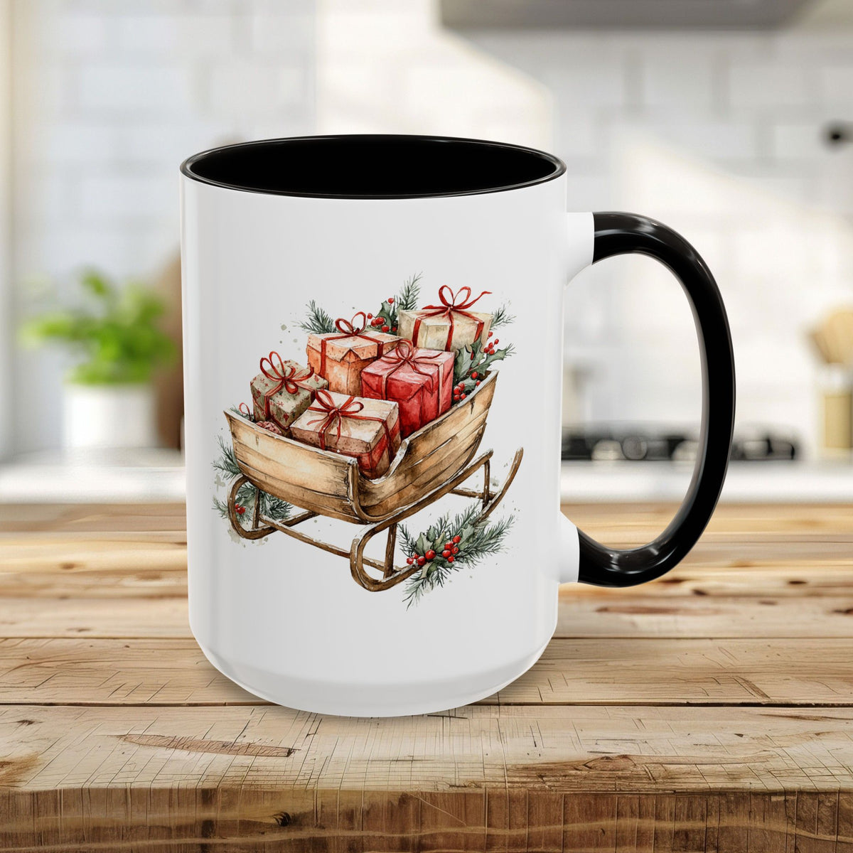Rustic Christmas Sleigh Mug (11/15oz)