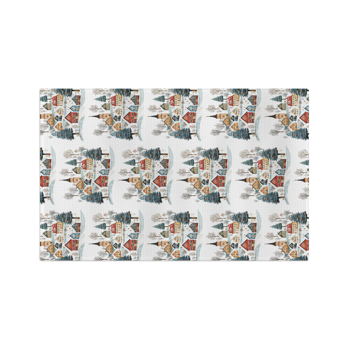 Nordic Winter Village Tea Towel