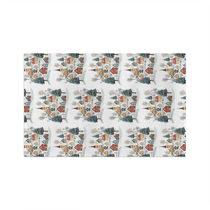 Nordic Winter Village Tea Towel