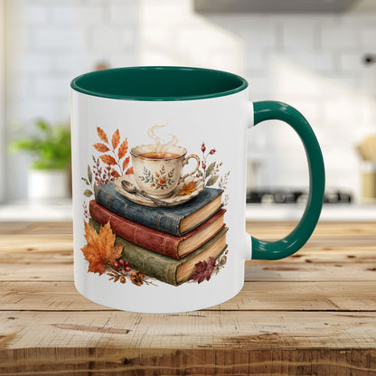 Autumn Cozy Books & Teacup Mug (11/15oz)