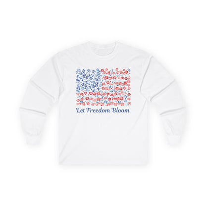 Let Freedom Bloom Floral Flag Long Sleeve Tee