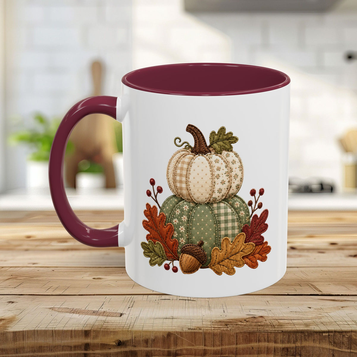 Faux Patchwork Pumpkin Harvest Mug