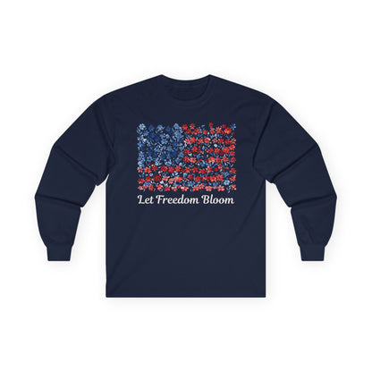 Let Freedom Bloom Floral Flag Long Sleeve Tee