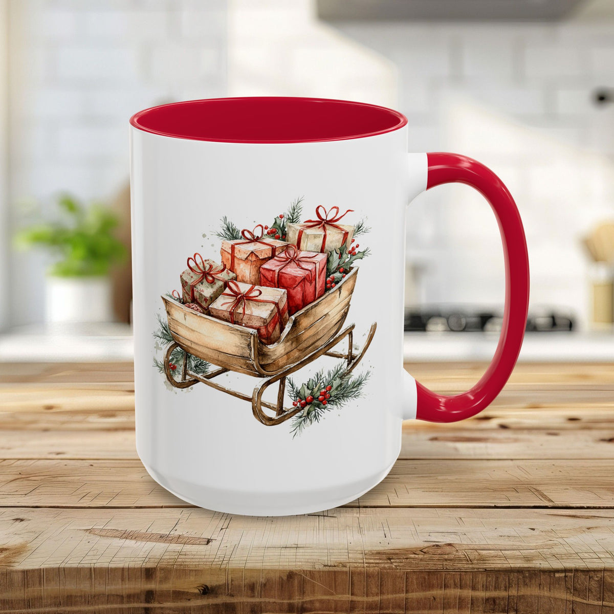 Rustic Christmas Sleigh Mug (11/15oz)