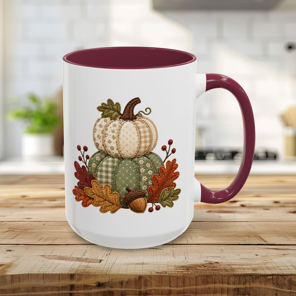 Faux Patchwork Pumpkin Harvest Mug