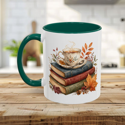 Autumn Cozy Books & Teacup Mug (11/15oz)