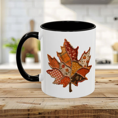 Faux Patchwork Autumn Leaf Mug (11/15oz)