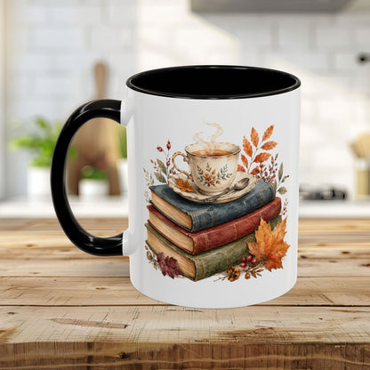 Autumn Cozy Books & Teacup Mug (11/15oz)