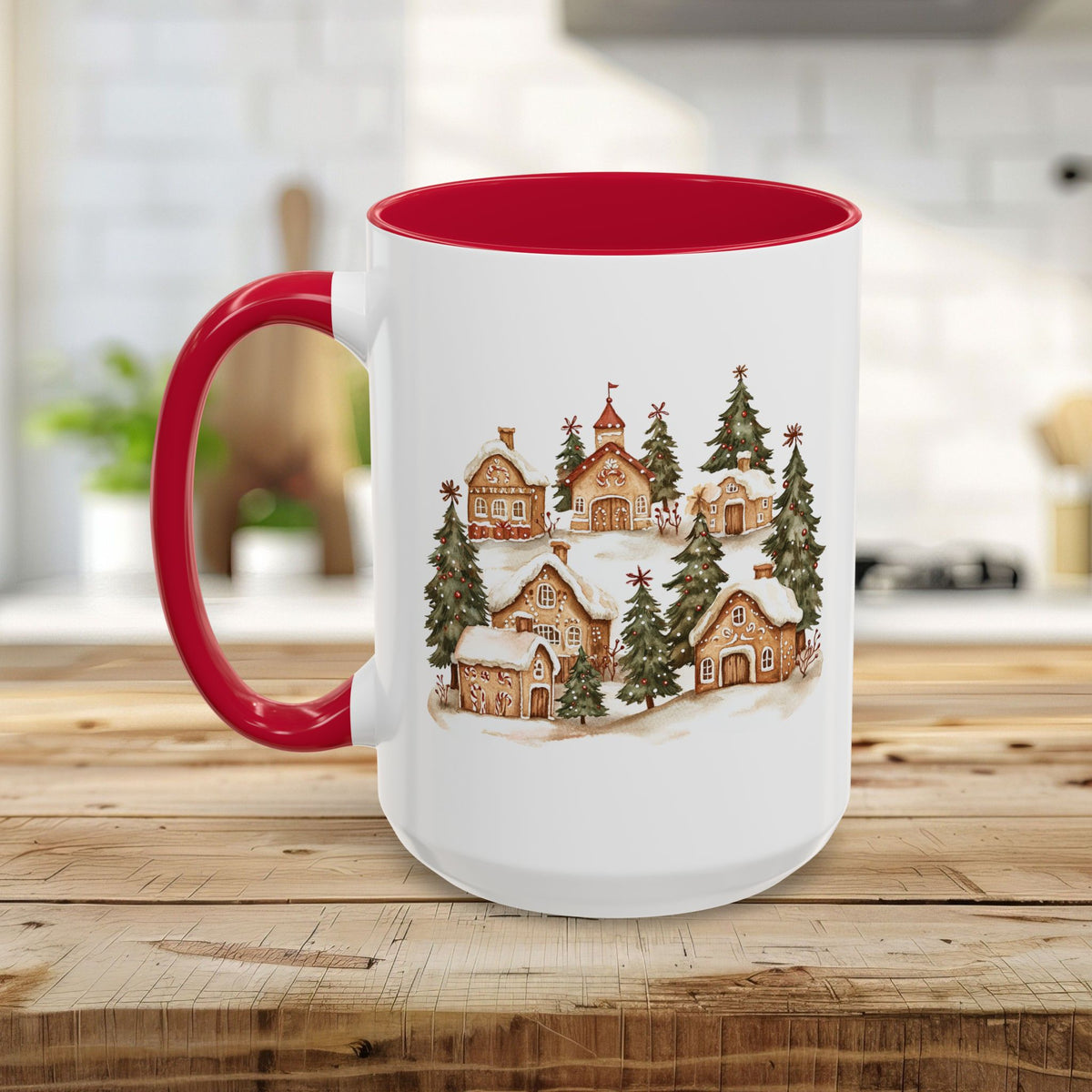 Snowy Holiday Gingerbread Village Mug (11/15oz)