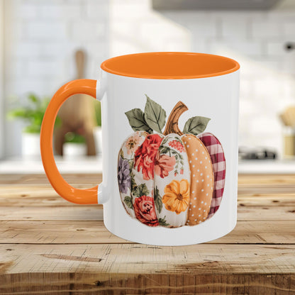 Floral & Plaid Patchwork Pumpkin Mug (11/15oz)