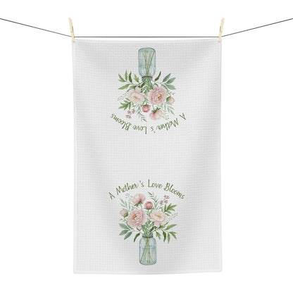 A Mother's Love Blooms Floral Bouquet Tea Towel