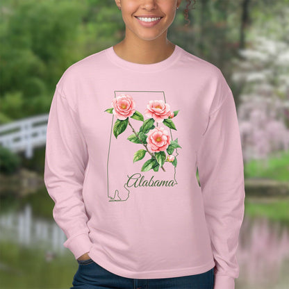 Alabama State Flower Long Sleeve Tee - Camellia