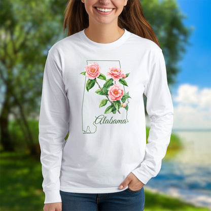Alabama State Flower Long Sleeve Tee - Camellia
