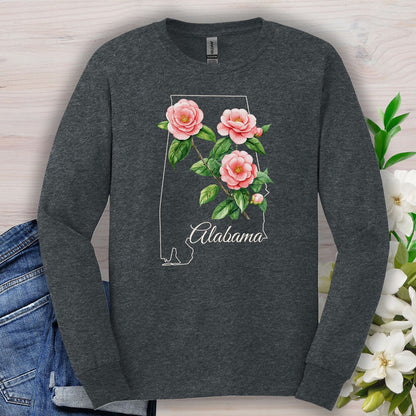 Alabama State Flower Long Sleeve Tee - Camellia