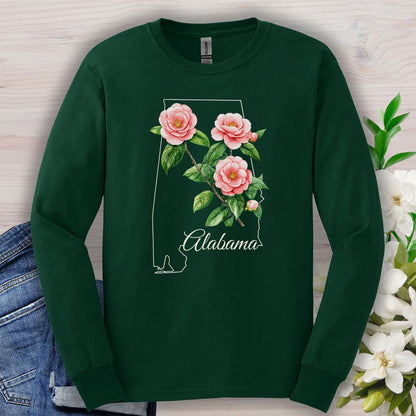 Alabama State Flower Long Sleeve Tee - Camellia