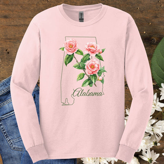 Alabama State Flower Long Sleeve Tee - Camellia