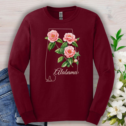 Alabama State Flower Long Sleeve Tee - Camellia