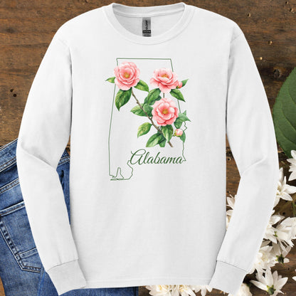 Alabama State Flower Long Sleeve Tee - Camellia