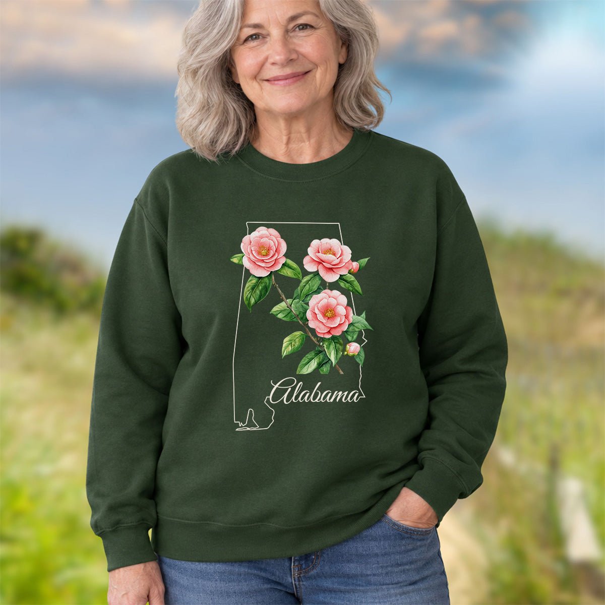 Alabama State Flower Sweatshirt - Camellia
