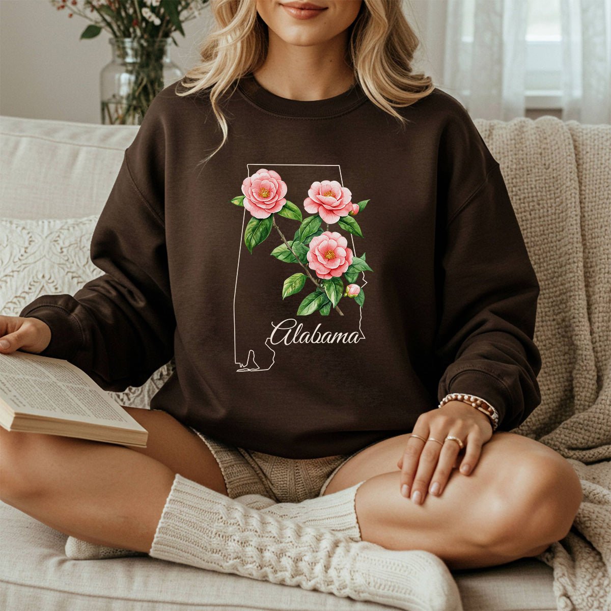 Alabama State Flower Sweatshirt - Camellia