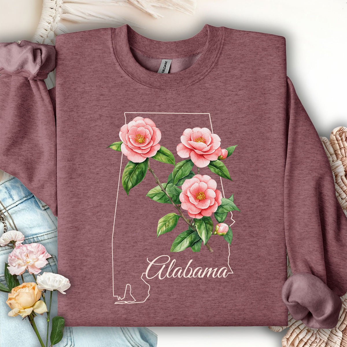 Alabama State Flower Sweatshirt - Camellia