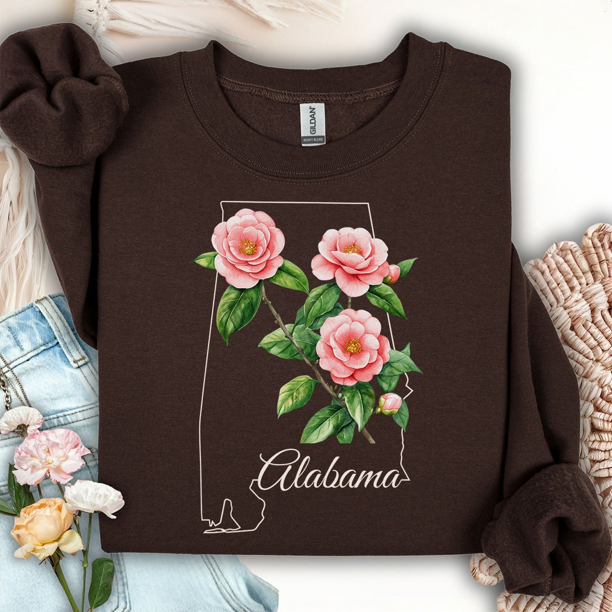 Alabama State Flower Sweatshirt - Camellia
