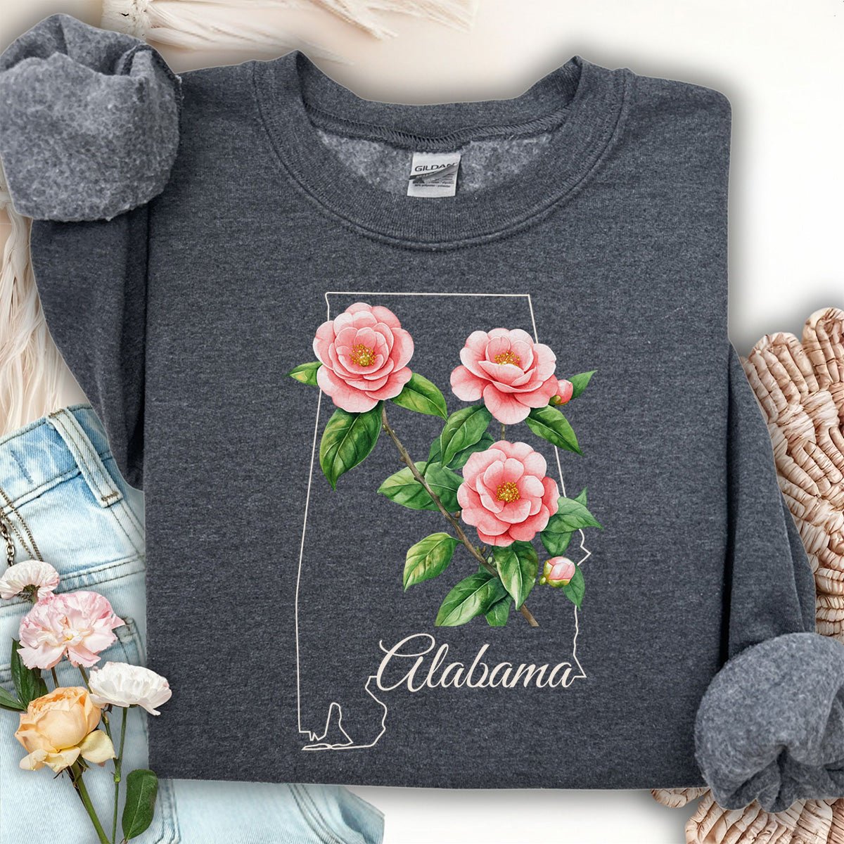 Alabama State Flower Sweatshirt - Camellia