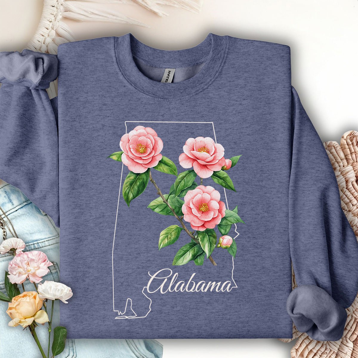 Alabama State Flower Sweatshirt - Camellia
