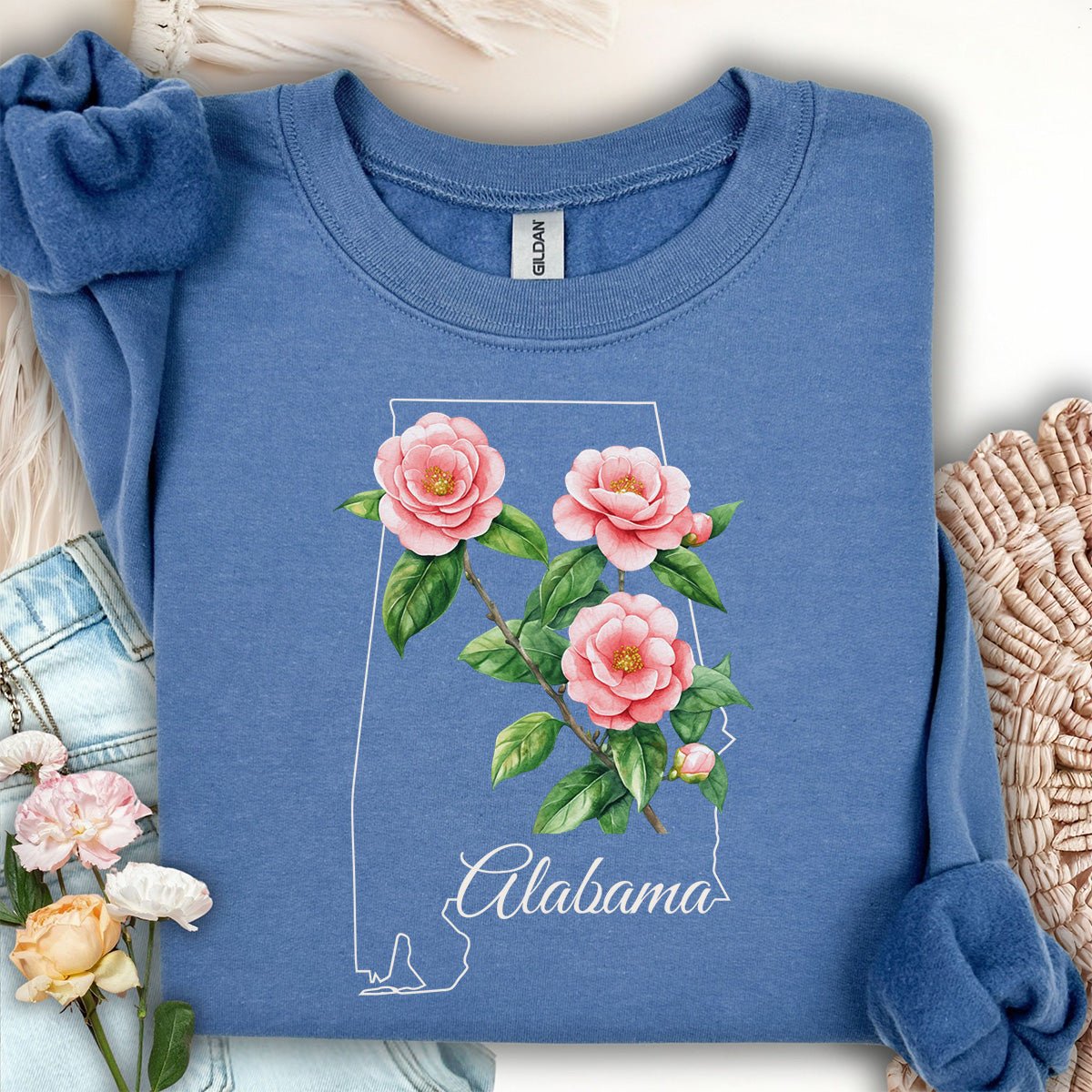 Alabama State Flower Sweatshirt - Camellia