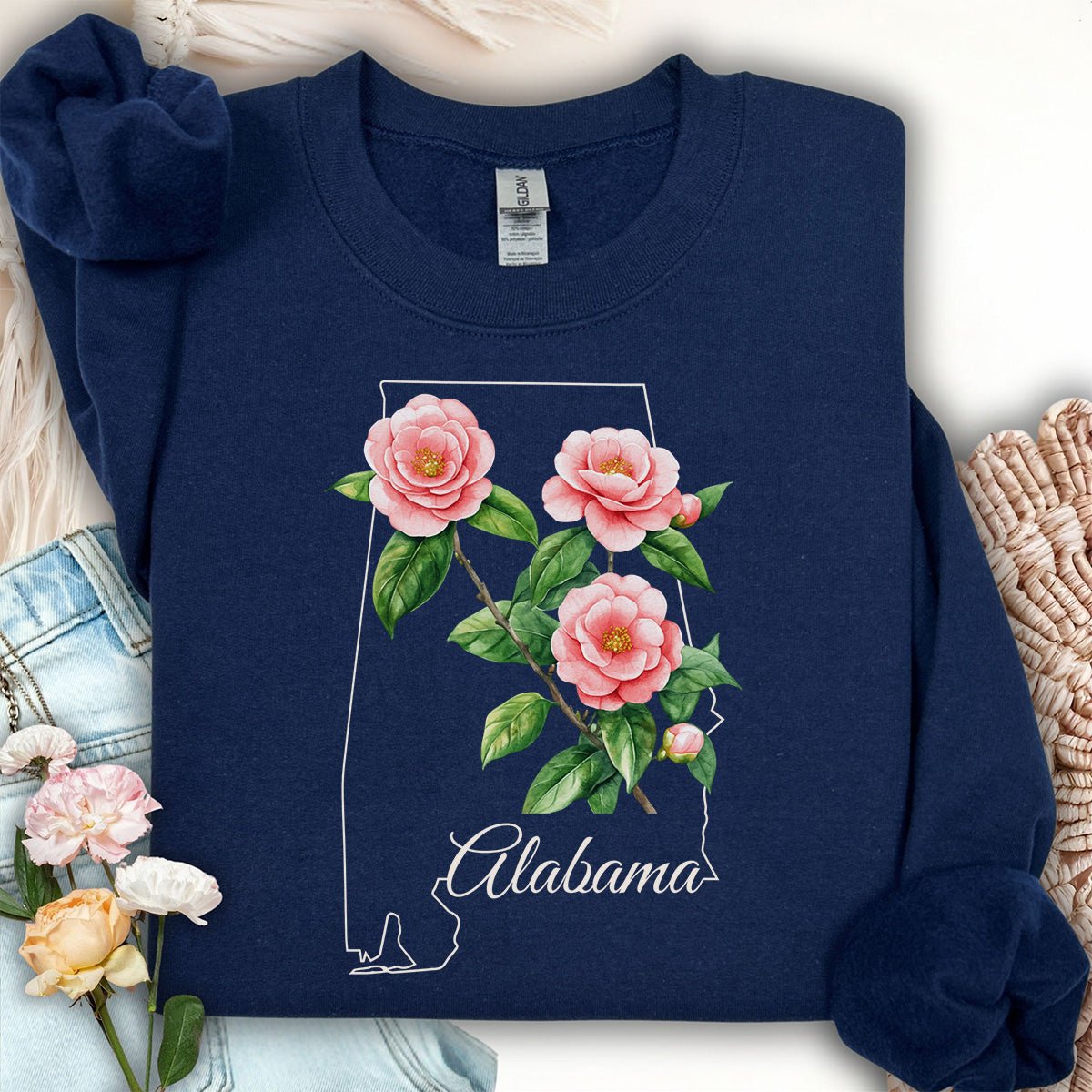 Alabama State Flower Sweatshirt - Camellia