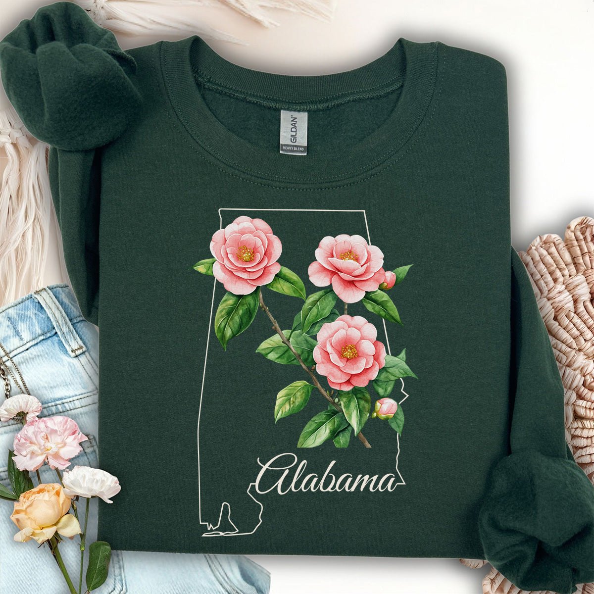 Alabama State Flower Sweatshirt - Camellia