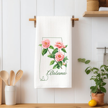 Alabama State Flower Tea Towel - Camelia