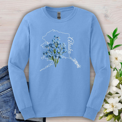 Alaska State Flower Long Sleeve Tee - Alpine Forget-Me-Not