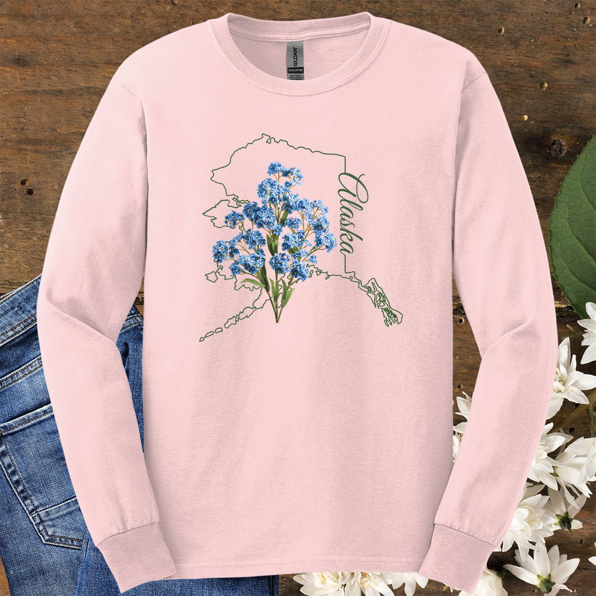 Alaska State Flower Long Sleeve Tee - Alpine Forget-Me-Not