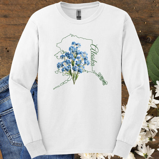 Alaska State Flower Long Sleeve Tee - Alpine Forget-Me-Not