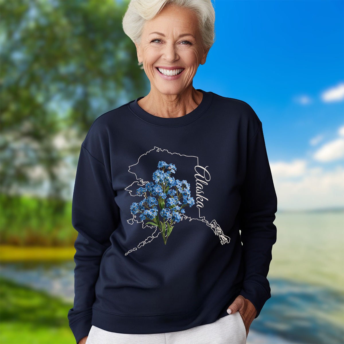Alaska State Flower Sweatshirt - Alpine Forget-Me-Not