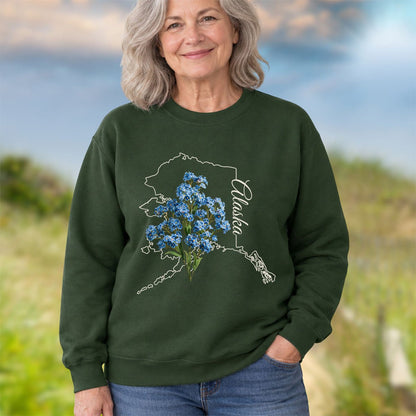Alaska State Flower Sweatshirt - Alpine Forget-Me-Not