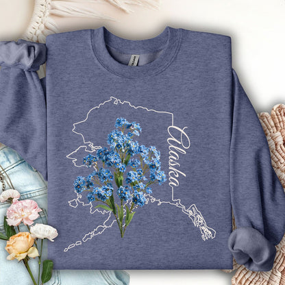 Alaska State Flower Sweatshirt - Alpine Forget-Me-Not