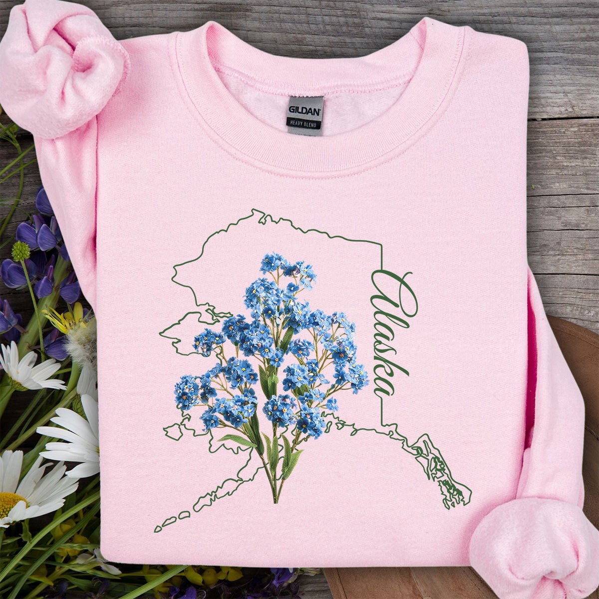 Alaska State Flower Sweatshirt - Alpine Forget-Me-Not