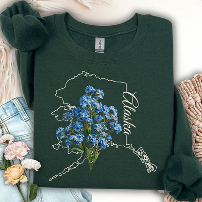 Alaska State Flower Sweatshirt - Alpine Forget-Me-Not