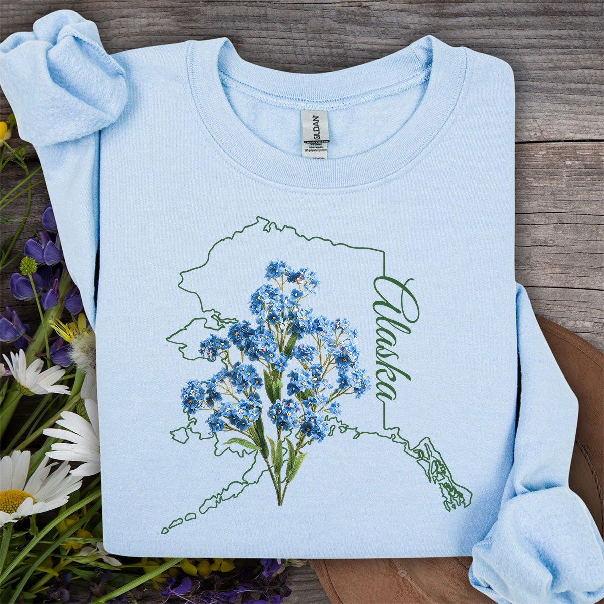 Alaska State Flower Sweatshirt - Alpine Forget-Me-Not