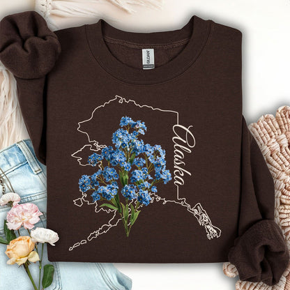 Alaska State Flower Sweatshirt - Alpine Forget-Me-Not