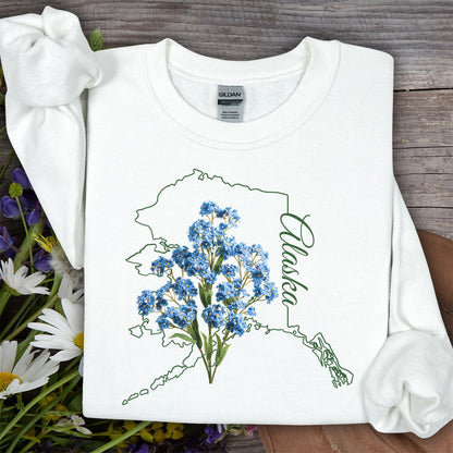 Alaska State Flower Sweatshirt - Alpine Forget-Me-Not