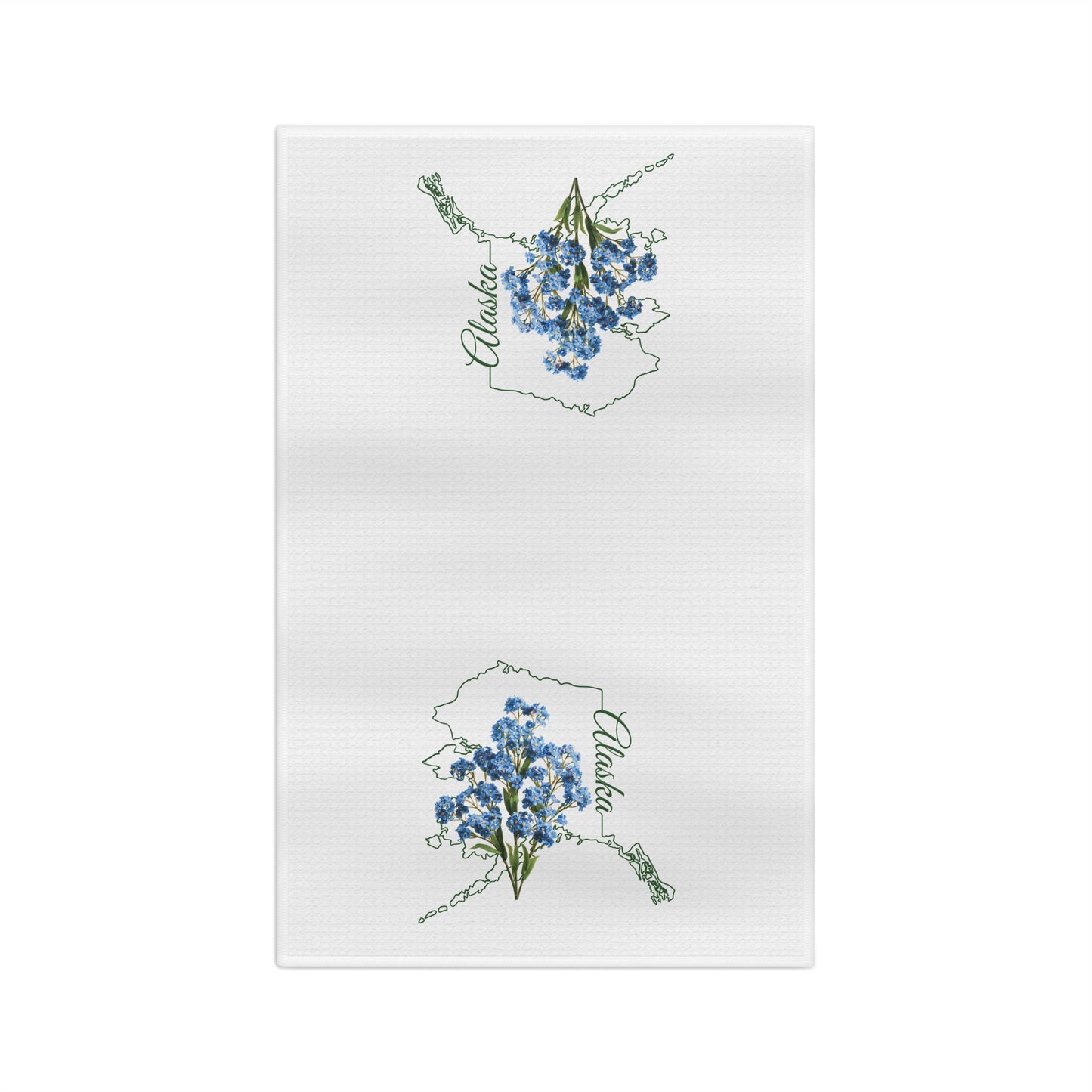 Alaska State Flower Tea Towel — Alpine Forget-Me-Not