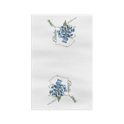 Alaska State Flower Tea Towel — Alpine Forget-Me-Not