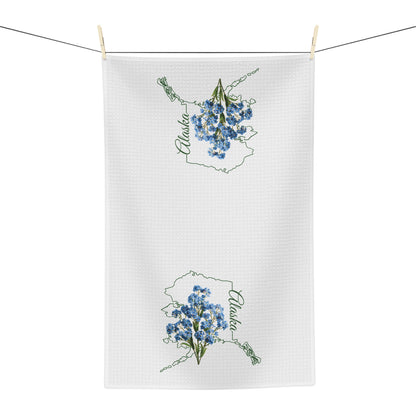 Alaska State Flower Tea Towel — Alpine Forget-Me-Not