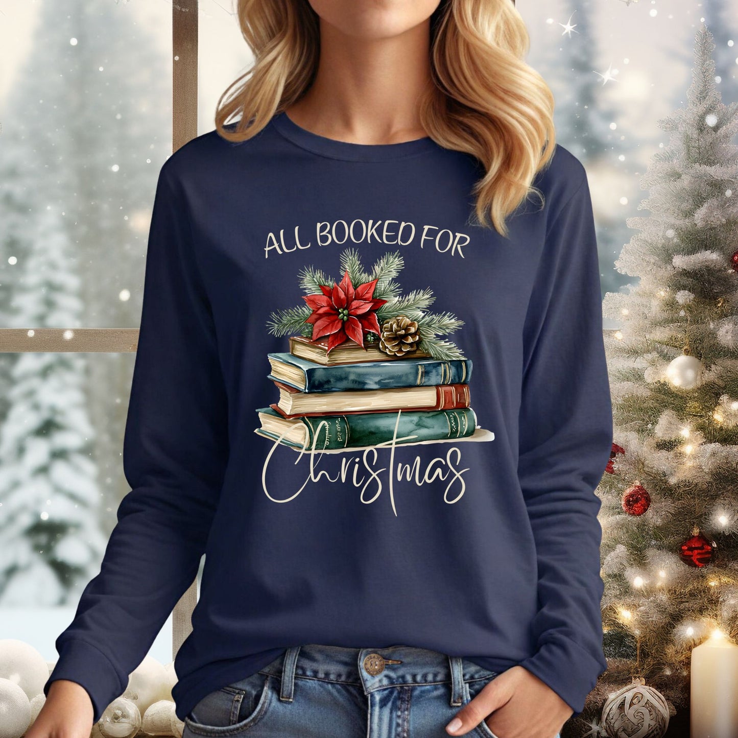 All Booked for Christmas Long Sleeve Tee